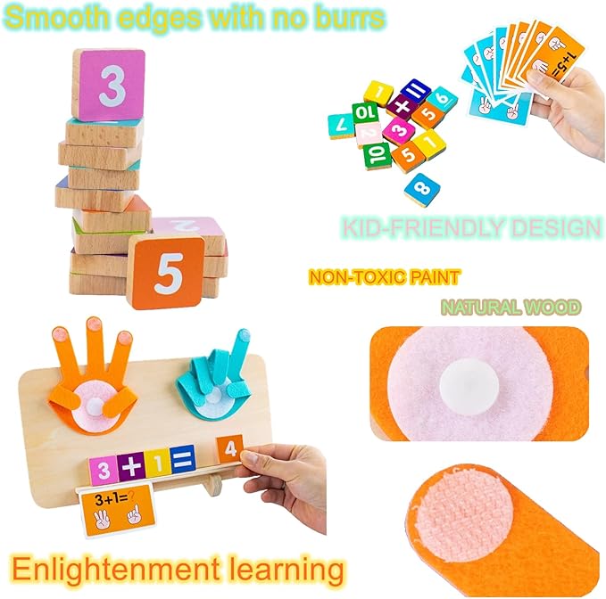 Educational Math Manipulatives Number Counting Blocks for Kids - Finger Arithmetic Game & Math Developmental Toys for 3+ Year Olds | Learning Counting, Addition, Subtraction (Math 01)