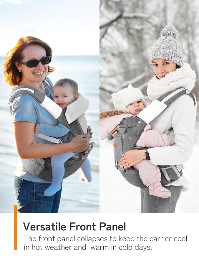 besrey Baby Carrier with Hip Seat Newborn to Toddler, Summer Mesh Front Facing Infant Carrier, Baby Body Holder Chest with Back Support, Front Back Pack with Strap for Men Women Hiking Lumbar Support