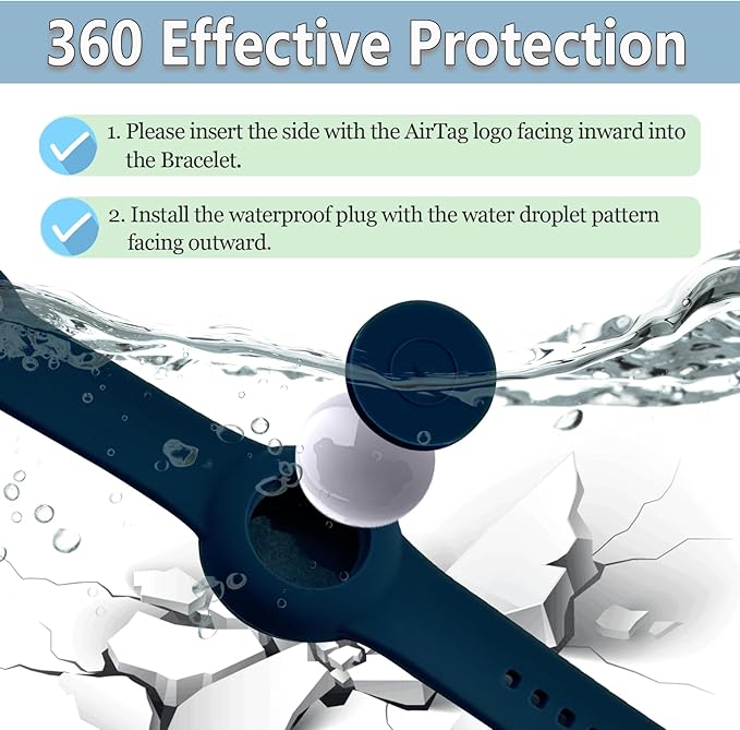 Waterproof Bracelet for AirTag Kids, Personalized Initial Letter Hidden Holder Compatible with Air Tag, Silicone Case for Airtag Adjustable Anti-Lost GPS Tracker for Toddler Child Elder, M