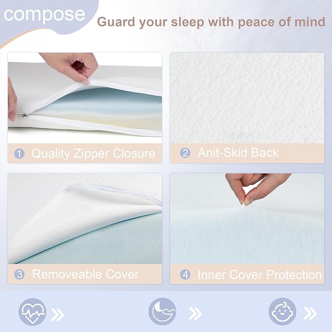 NeoBorn Baby Bassinet Mattress Pad, 32" x 22" Dual Sided Comfort Gel Memory Foam Mattress with Removable Soft Tencel Cover Fit for Fodoss Bassinet