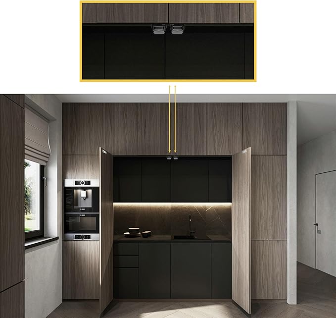 Heavy Duty Push to Open Door Latch, 2 Pack Black Magnetic Push Latches, Hidden Push Touch Latch Hardware for Push to Open Cabinet, Magnetic Door Catch for Cabinet Drawer Wardrobe Kitchen Door