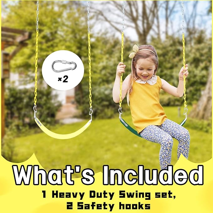 Swing Set for Kids with Chain-Play Swing for Adults with Stainless Steel Mental Taiangle Ring-Suitable for Family Backyard-Play Swing Set (AB010002-6)
