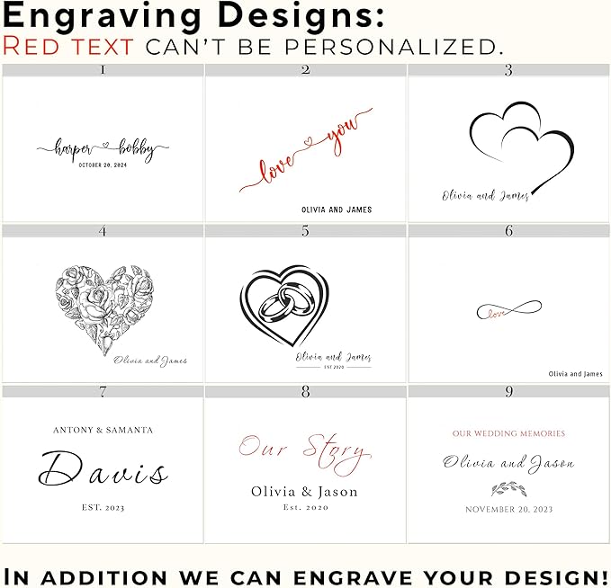 Keepsake Box for Wedding Anniversary - Customized Keepsake Box Engraved Connected Hearts with Names, 5 Years Anniversary, Acacia Wood Decorative Custom Memory Boxes, Surprise Love Message, 8x6x4 in