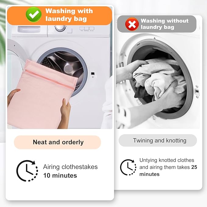 4-Piece Pink Large Durable Organic Cotton Mesh Laundry Bags with Sturdy Zippers and Breathable Mesh are Delicate Laundry Bags for Underwear, Clothes, Pants and Socks