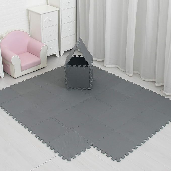 MQIAOHAM® 18 Pieces Puzzle Play Mats, Soft Baby Play Mat, Kids Interlocking Foam Floor Tiles, Toddlers Carpet Playmats G301018-112