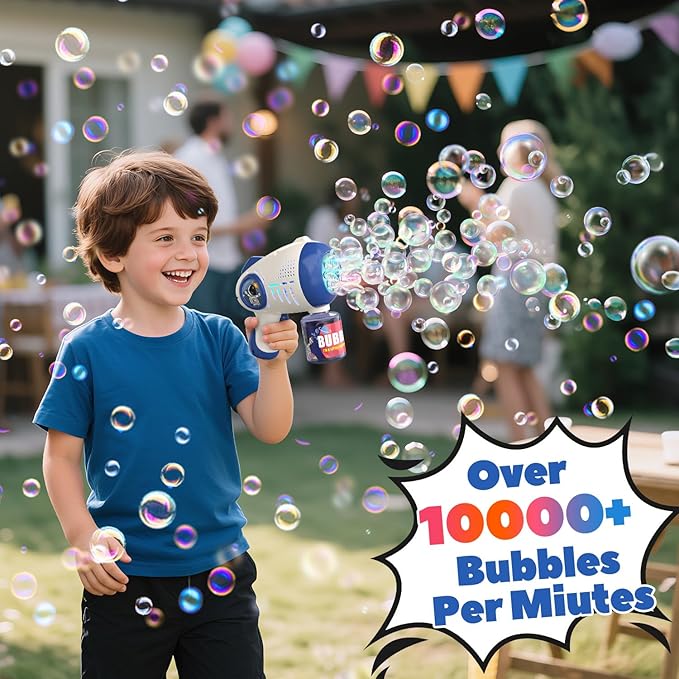 EagleStone Bubble Guns for Kids 4-8, 2 Pack Light-Up Automatic Bubble Gun Blasters with 4 Solution, Bubble Machine for Toddlers, Outdoor Summer Toy, Easter Gifts, Birthday Wedding Party Favors