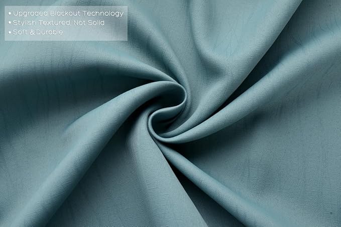 MIUCO Room Darkening Curtains Textured Grommet Thermal Insulated Blackout Curtains for Bedroom Set of 2 52x95 Inch Teal