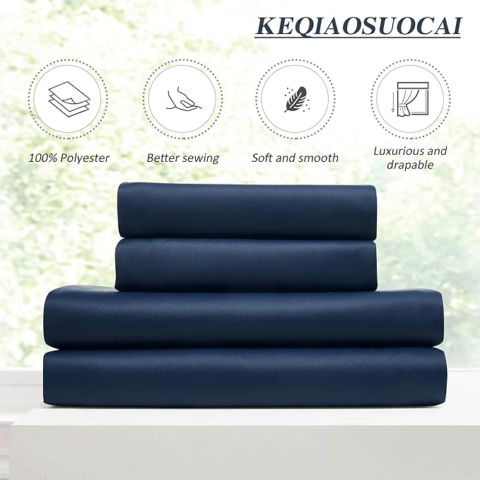 KEQIAOSUOCAI Navy Pleat Wide Width Drapes 80 x 84 inch Long 2 Panels - Thermal Insulated Room Divider Curtains for Bedroom/Living Room/Patio, Pinch Pleated Curtain Panel with Hooks