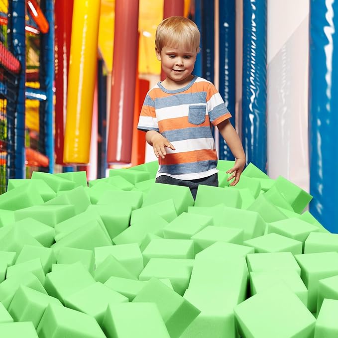 Foam Pit Cubes, 24 PCS 5 Inches Gymnastics Foam Blocks Trampoline Blocks, Multi-Sport Protective Padding for Freerunning, Trampoline, Parkour, Skate Parks & BMX - Green