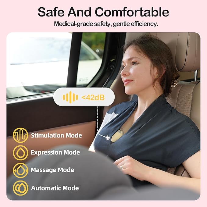 Ellie Wearable Hands Free Breast Pump, Portable Breastfeeding Pump w/Soft Double-Sealed Flange, Anti-Backflow & Leakproof Design, Ultra-Slim and Quiet, 4 Modes 9 Levels, Smart Nightlight, 2 Pack