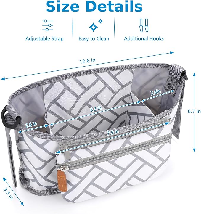 Accmor Universal Stroller Organizer with Detachable Phone Bag, Stroller Bag Caddy Organizer Stroller Accessories for Uppababy, Baby Jogger, Nuna, Doona, Britax Strollers