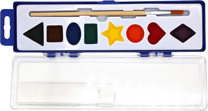 Color Swell Bulk Watercolor Paint Set – 36-Pack with 8 Washable Colors & Shape Learning Tools – Includes Strong Wood Brushes for Kids