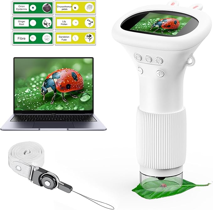 Microscope for Kids - Portable Handheld Magnifying Glass for Girls | Mini Digital Microscope for Boys Educational Science Toys | Age 3 4 5 6 7 8 9 10 11 Years Old Kids Christmas Birthday Gifts