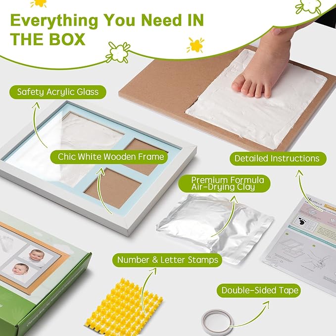 Baby Hand and Footprint Kit,Footprint Kit for Boy or Girl,Keepsake Handprint Kit Newborn Nursery Picture Frame Timeless Gifts for Baby Shower and Registry (white)