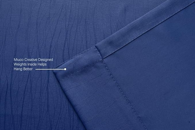 MIUCO Blackout Curtains Room Darkening Curtains Textured Grommet Curtains 2 Panels for Living Room 52x84 Inch Navy Blue