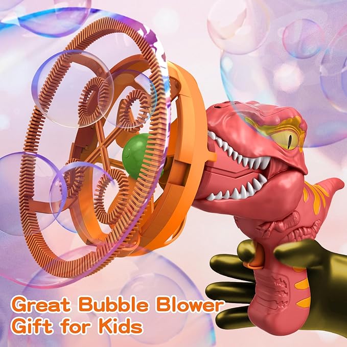 Dinosaur Bubble Machine for Kids 3 4 5 6 Years Old, Dinosaur Bubble Maker Toy Gun for Boys Girls 3-5 Years, Dino Bubble Blower Party Favor Gift for Toddler Kids 4 5 6 Years Old