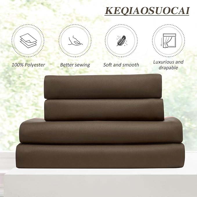 KEQIAOSUOCAI Chocolate Brown Blackout Curtains 90 Inches Long, Pinch Pleated Window Room Darkening Dark Colored Vintage Panels Drapery for Home, Hotel, Office, 40" W x 90" L, Set of 2, Coffee Color