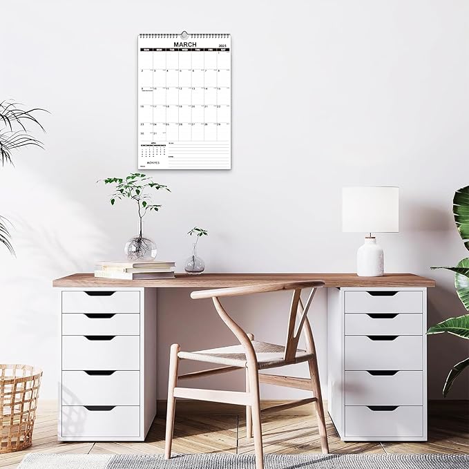 Wall Calendar 2025-2026 Large, 17" x 12" Academic Calendar, Monthly Calendar with Wire Binding & Hanging Hook, Large Wall Calendar