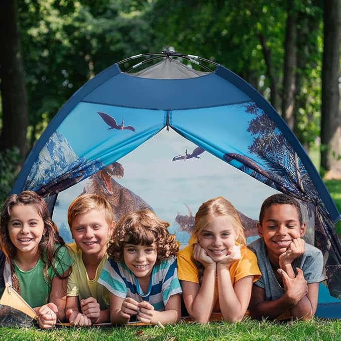 Dinosaur Kids Play Tent-61”x61”x45”Realistic Dinosaur Kids Tent Indoor & Outdoor, Pop Up Play House for Kid, Boys & Girls Age 3-12