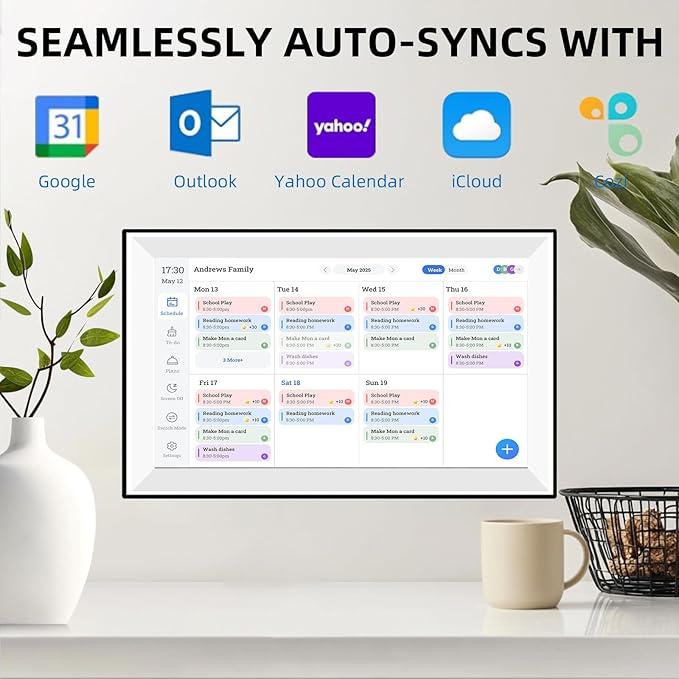 15.6" Digital Calendar Wall Planner,Touchscreen Interactive Display for Family Schedules, Achievement Rewards, Meal Planning,Digital Picture Frame, FHD 1080p Wall-Mountable Home Hub