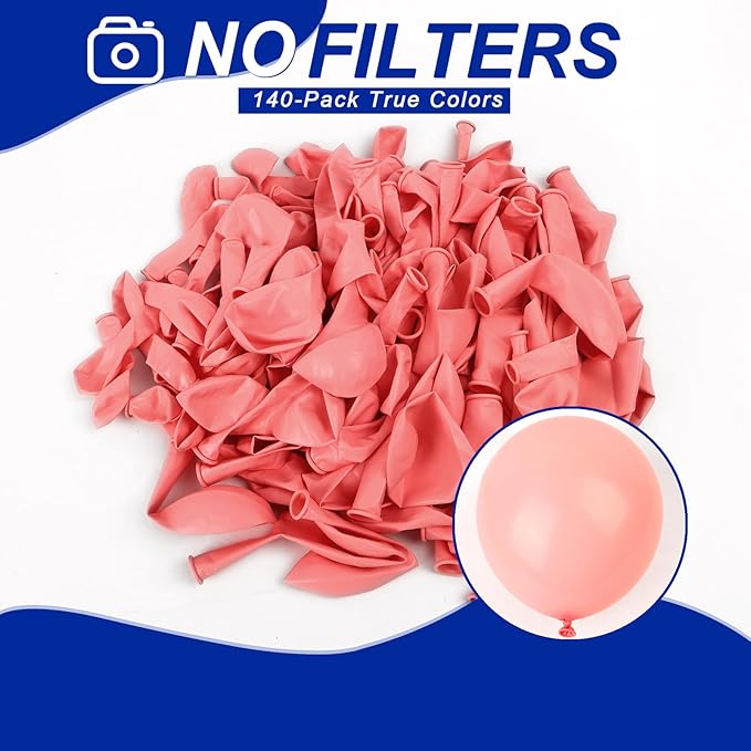 140pcs Pastel Pink Round Balloons Different Sizes 18 12 10 5 Inch Latex Balloons for Arch Decoration Party Balloon Kit for Graduation Birthday Party Wedding Balloon Baby Shower Decoration