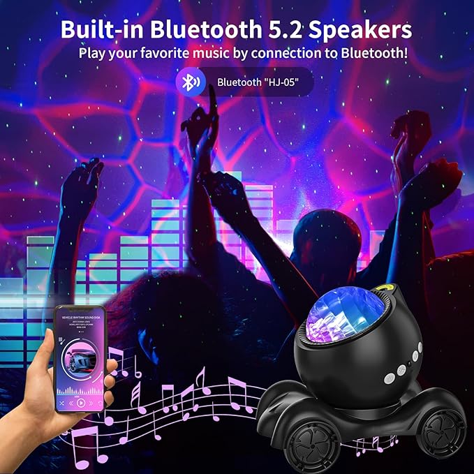 ENOKIK Star Projector, Galaxy Projector Built-in Bluetooth Speaker and 8 White Noise, Night Light for Kids Adults, Aurora Nebula Lamp for Home Decor/Relaxation/Party/Music/Gift (Black)