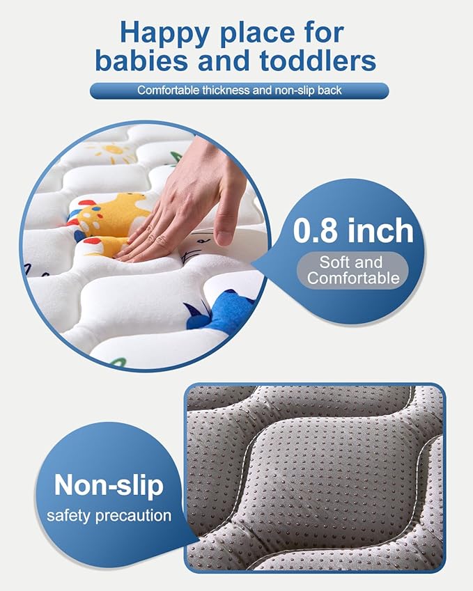 Odorless Premium Foam Baby Play Mat 50" x 50", Soft Microfiber Fabric Crawling Mat for Floor- Comfortable and Hypoallergenic, Non-Slip Cushioned Floor Playpen mat for Infants,Babies,Toddlers