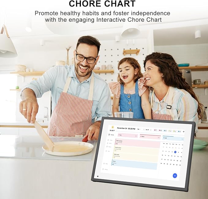 10.1 Inch Smart Digital Calendar Planner & Chore Chart, IPS HD Touchscreen Interactive Display for Family Schedules, Built-in Digital Picture Frames Function - Streamline Household Organization