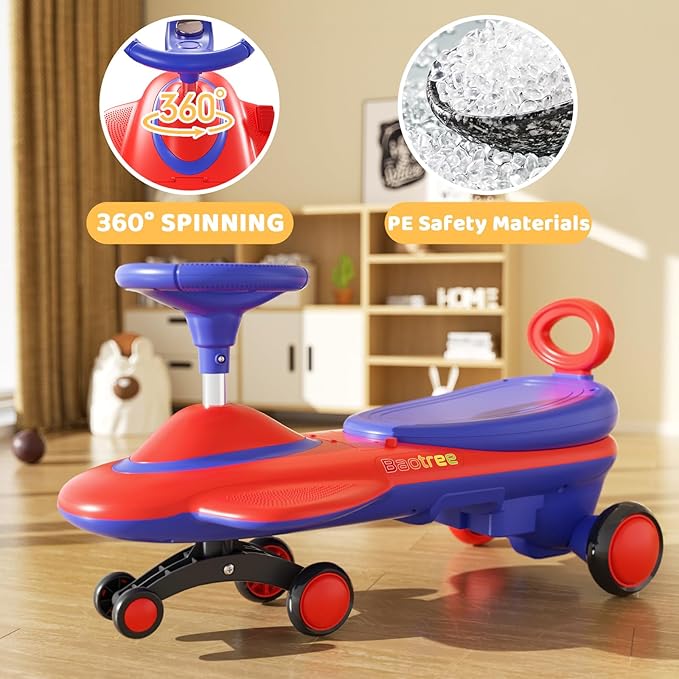 Kids Electric Ride On Car 12V - Electric Wiggle Car with Rechargeable Battery, LED Lights & Music,Anti-Rollover for Boys Girls Ages 3-8, Indoor/Outdoor Toy Vehicle up to 150 lbs