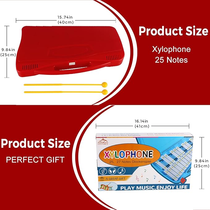 EASTROCK 25 Notes Glockenspiel Xylophone for Kids, Professional Music Teaching, Gifts