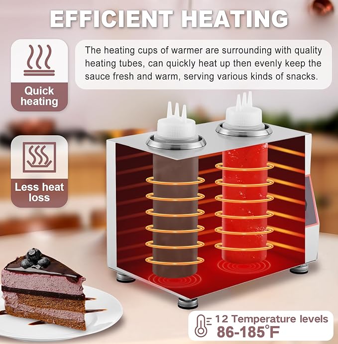 Electric Cheese Sauce Warmer Nacho Cheese Dispenser Warmer with 22oz Bottle, Bottle Warmer for Chocolate Hot Fudge Caramel 86-185 110V