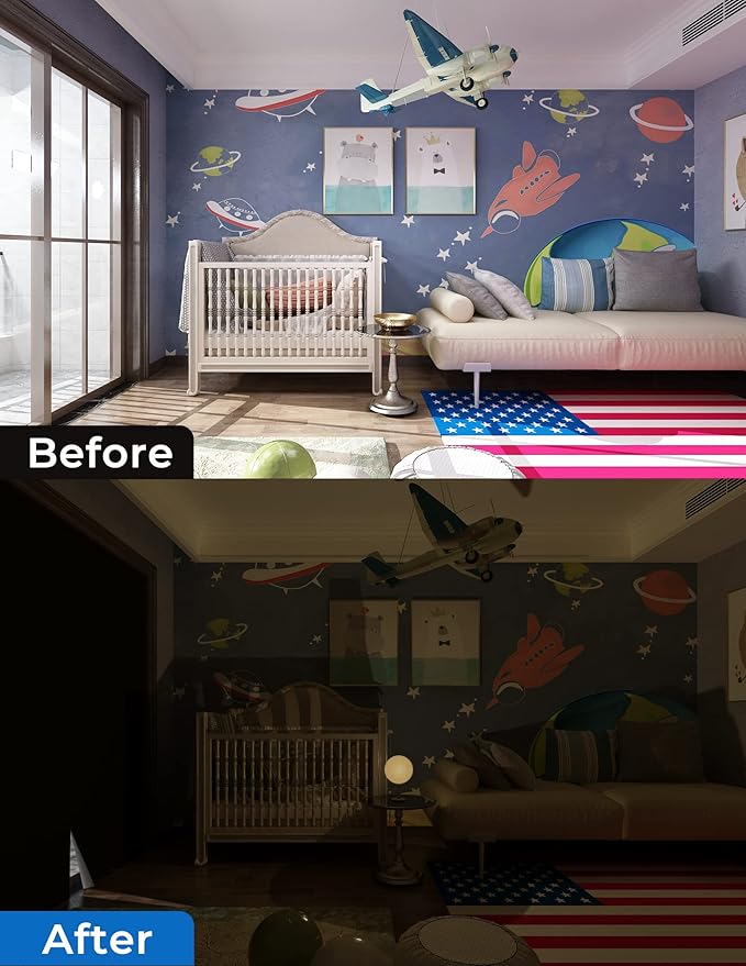 Sumobaby Blackout Curtains for Bedroom Portable 26"x75",No Drill Blackout Shades with Upgraded Hook&Loop Tapes,100% Black Out Window Cover,Thermal Insulated Blinds for Bedroom,Nursery(1 Panel,Black)