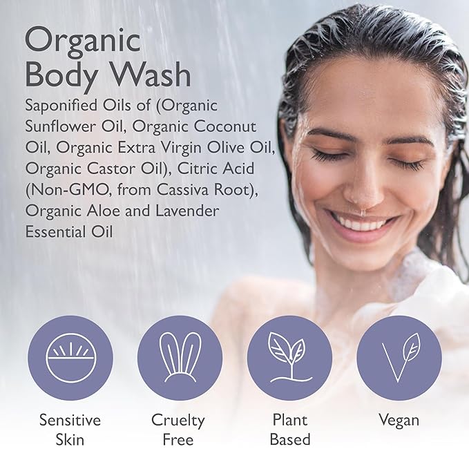 SoCal Suds & Company Baby Shampoo & Body Wash, 2-in-1 Organic Gel - Gentle Castile Soap with Vitamin-Infused Oils & Botanicals - Natural Care for Sensitive Skin Hypoallergenic - 12oz Lavender 2-Pack