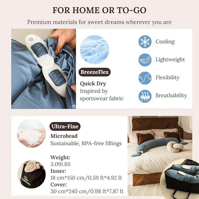 Cuddobaby Pregnancy Pillow 5-in-1 【Cooling Cover, Adjustable Firmness】 Patented Lock Design, Turn into O-Shape Nursing Pillow, 5-Point Full Body Support, Maternity Pillow with Travel Bag - Pink