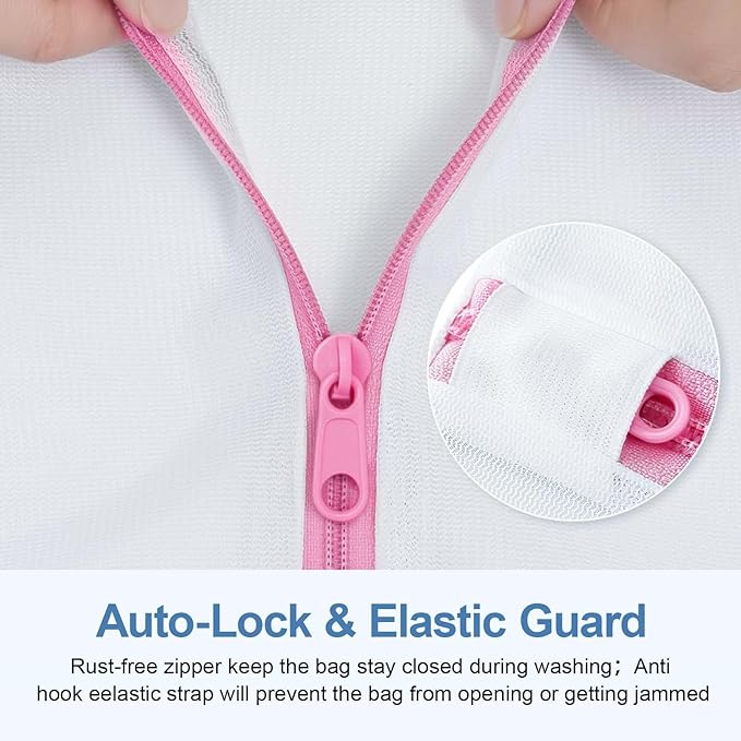 3Pcs Mesh Laundry Bags for Delicates, 16 x 12 Inch Durable Wash Bags with Zipper, Reusable Laundry Bags for Lingerie, Underwear, Socks, and Small Garments