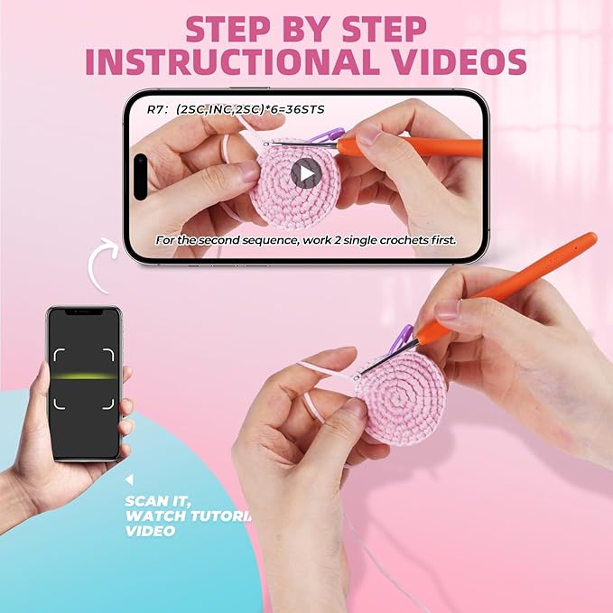 Crochet Kit for Beginners, Crochet Animal Kits,Crocheting Kit for Starters with Step-by-Step Video Tutorials, Beginner Crochet Kits for Adults (2Pack Axolotl)