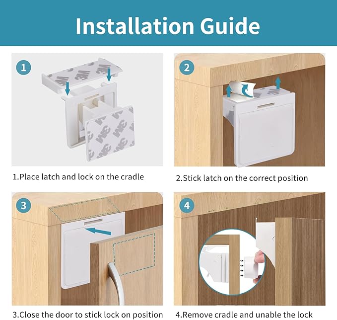 20 Pack Child Safety Magnetic Cabinet Locks - Safeasy Adhesive Baby Proofing Cabinets & Drawers Latches