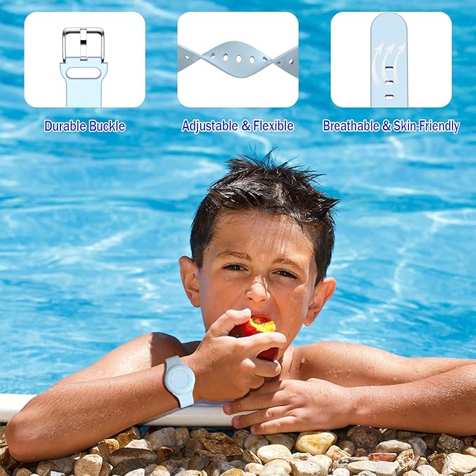 R-fun Waterproof for Air Tag Bracelets [2 Pack] Compatible with Apple Air Tag Finders with Soft Silicone,Anti Lost GPS Item Finders Case Cover,Mint Green/Light Blue