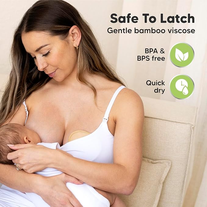 14-Pack Organic Nursing Pads - Washable Breast Pads for Breastfeeding, Nursing Bra Nipple Pads for Breastfeeding, Pumping Bra Reusable Breast Pads, Maternity Breastfeeding Bra Pads (Neutrals, M 3.9")