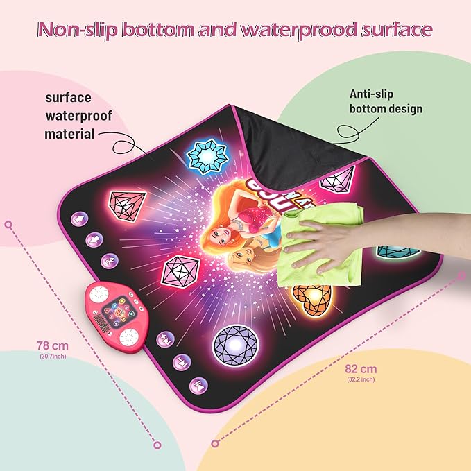 Girl Toys Age 3-4 Years Old, Dance Mat for 3-12 Year Old Kids - Light Up 8 Buttons Dance Mat with 7 Game Modes Dance Pad - Birthday Gifts for Girls Boys Kids Age 4-7 8-12