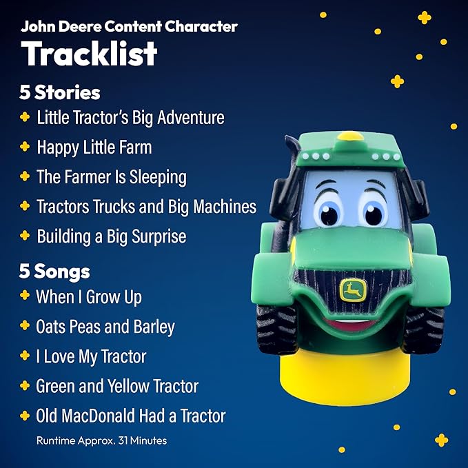 John Deere Tractor Figurine Cartridge – Projects 5 Farm Stories and 5 Songs, Over 30 Minutes of Audio Content | Gift and Toy for Ages 3+