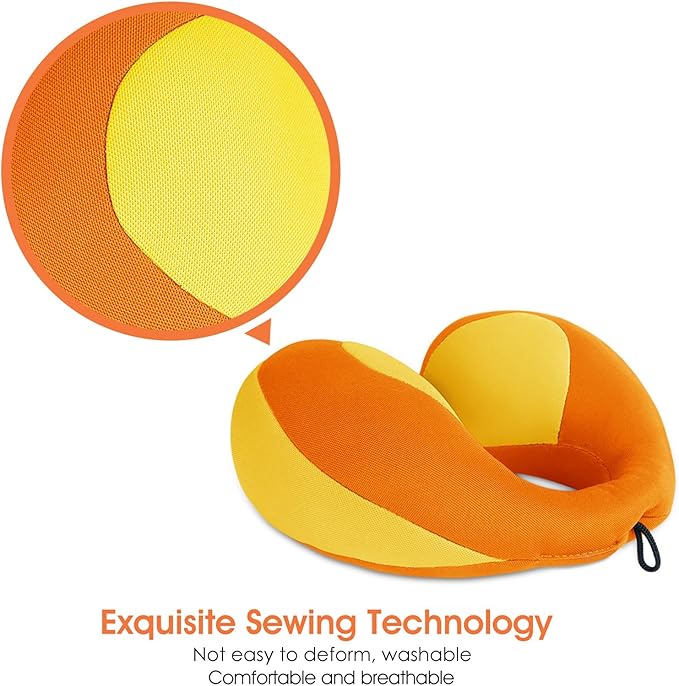 INFANZIA Kids Chin Supporting Travel Neck Pillow, Helps Support Head and Neck, Comfortably Designed for Head, Neck, and Chin Support - Gifts for Toddler/Child/Kids, Orange