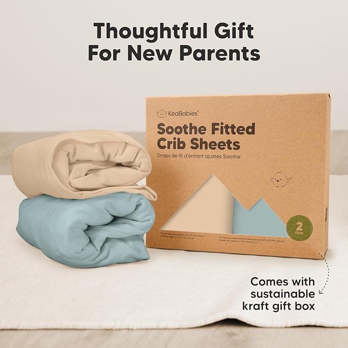 KeaBabies 2-Pack Organic Crib Sheets for Boys, Girls - 52x28 Fitted Crib Mattress Sheet Neutral, Breathable Jersey Cotton Cover for Baby Bed, Toddler Mattress, Soft & Cute Prints (Toasty)