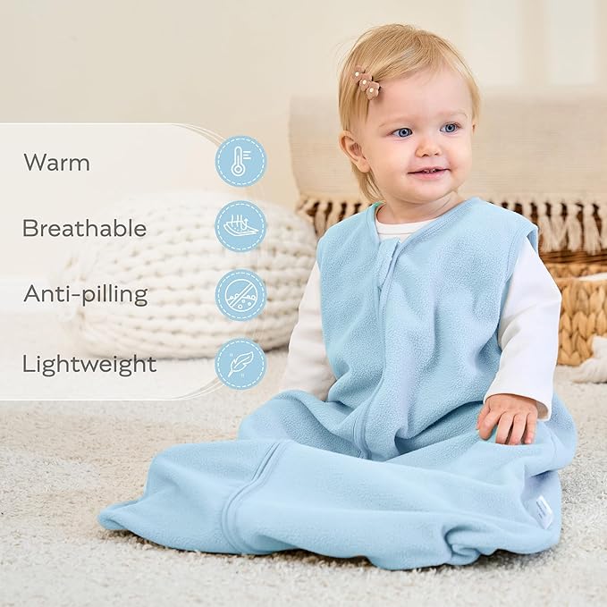 JELLYMONI Fleece Baby Sleep Sack 6-12 Months, 2 Pack 1.5 TOG Baby Wearable Blanket Winter Infant Sleeping sack with 2-Way Zipper, Warm Toddler Sleep Sack