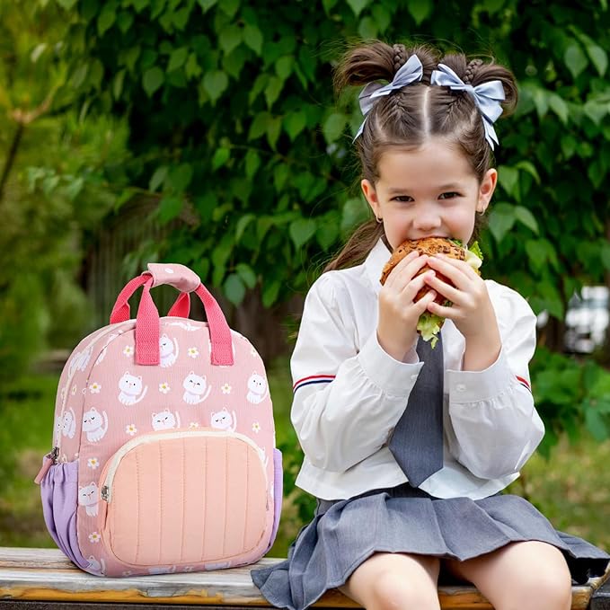 GAGAKU Toddler Backpack for Girls - Kids Mini Backpacks 2-6 years old Cartoon Breathable Comfortable Preschool Backpack for School Travel - Pink Cat