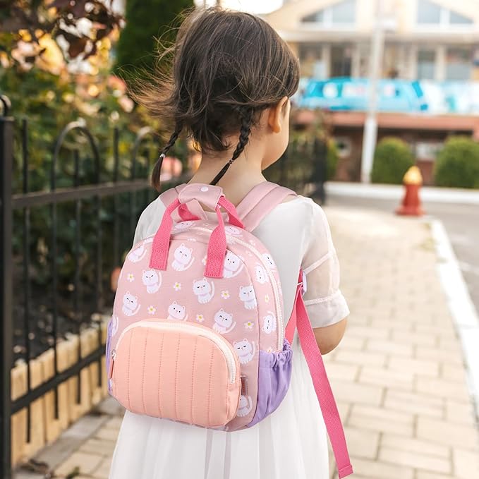 GAGAKU Toddler Backpack for Girls - Kids Mini Backpacks 2-6 years old Cartoon Breathable Comfortable Preschool Backpack for School Travel - Pink Cat