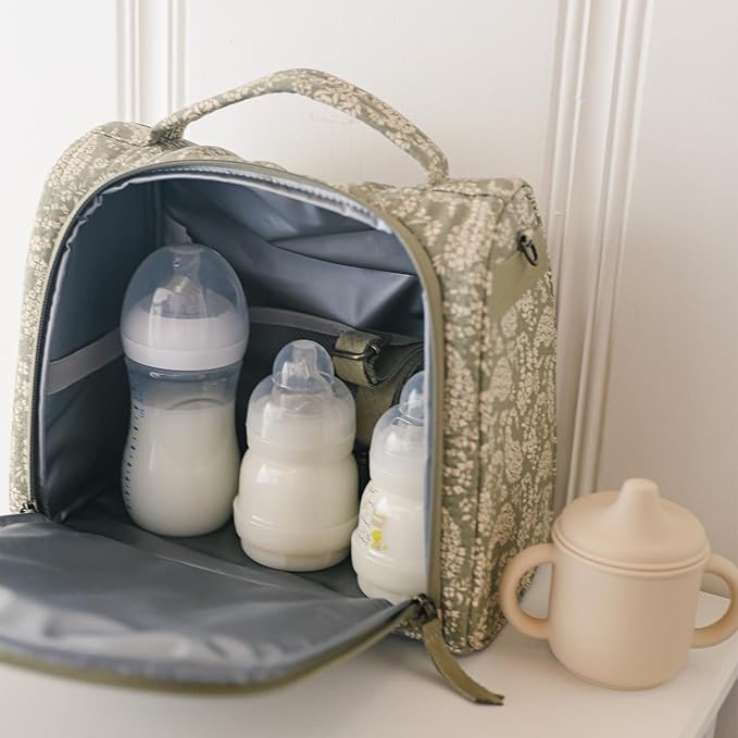 JuJuBe x Sazan Hendrix - New Insulated Bottle Bag, Breastmilk Storage Bag for Baby Bottles, Travel Waterproof Insulated Lunch or Cooler Bag for Nursing, Milk, Snacks, Paisley Floral, Mother's Day Gift
