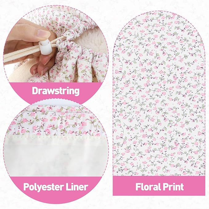 College Laundry Bag, Dirty Clothes Laundry Bag With Drawstring Handles For College Dorm Laundromat Apartment Travel Camp 29" X 18" Women Girls Back To School Birthdays Gift, Pink Florals
