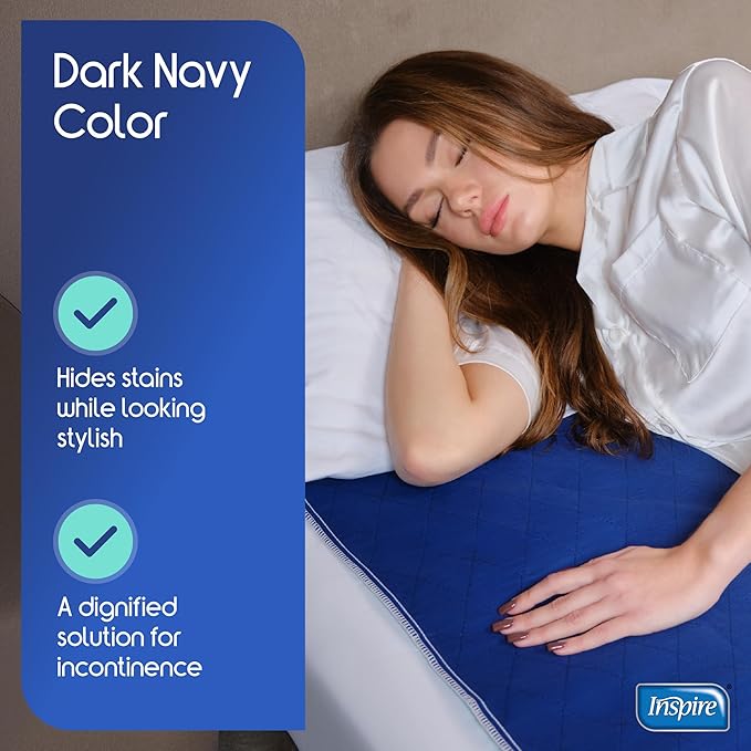 Inspire Waterproof Mattress Protector, 2 Pack - Dark Colored to Hide Stains, Extra Large 34 x 54, Quilted Bed Pad for Incontinence Washable, for Adults and Kids