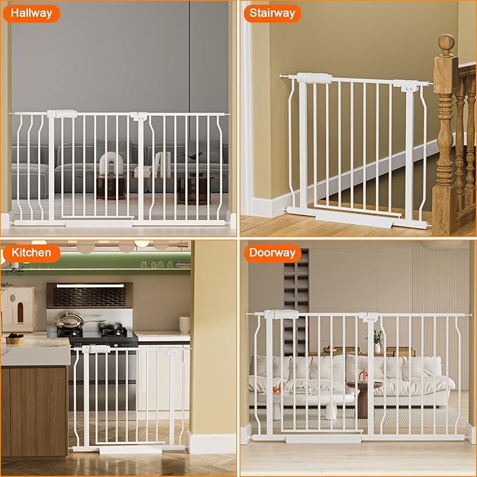HOOEN Extra Wide Baby Gates 67-71.5 Inch Child Safety Gates for Stairs Doorways Hallway Indoor Pressure Mounted Walk Through Gate for Kids or Pets